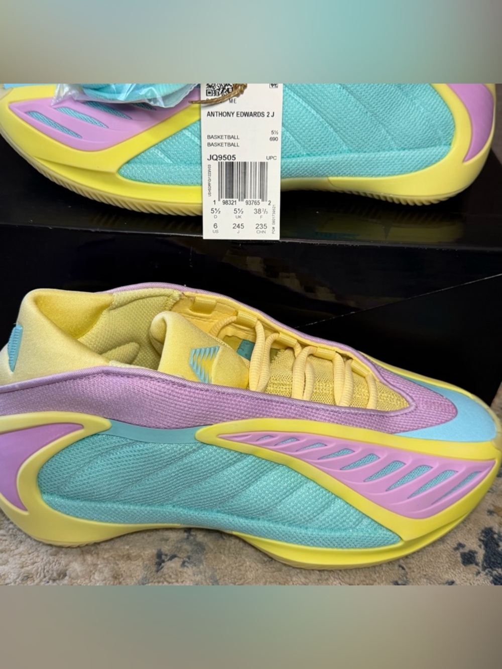 Adidas Anthony Edwards 2 J Basketball Shoes “Easter” Size 6 Youth / 7.5 Women’s - Picture 2 of 9